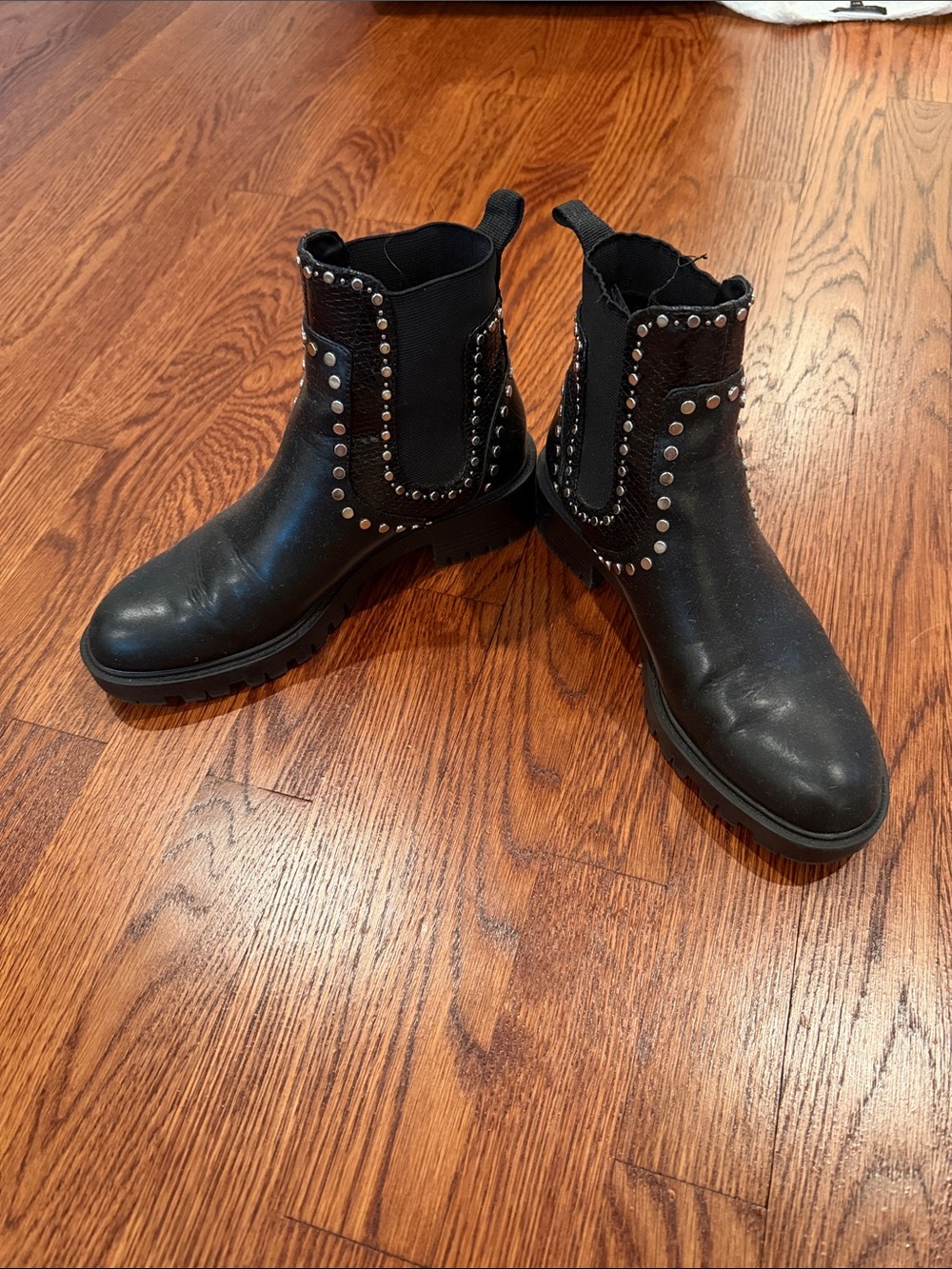Zara Black Studded Chelsea Ankle Boots